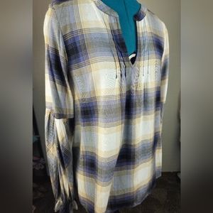 Blu Pepper- long sleeve plaid top